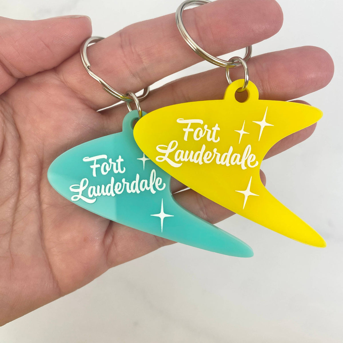 Mid Mod Vintage Style Boomerang Mini Customizable Keychain