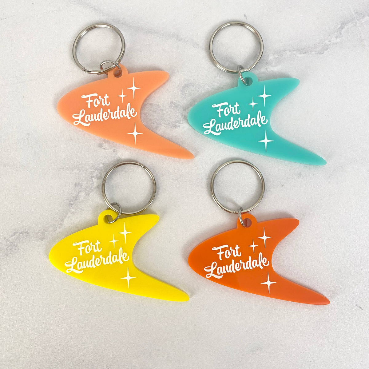 Mid Mod Vintage Style Boomerang Mini Customizable Keychain