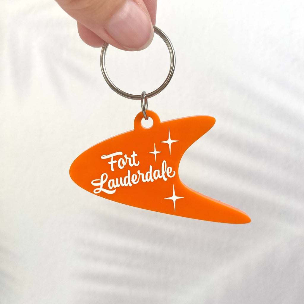Mid Mod Vintage Style Boomerang Mini Customizable Keychain